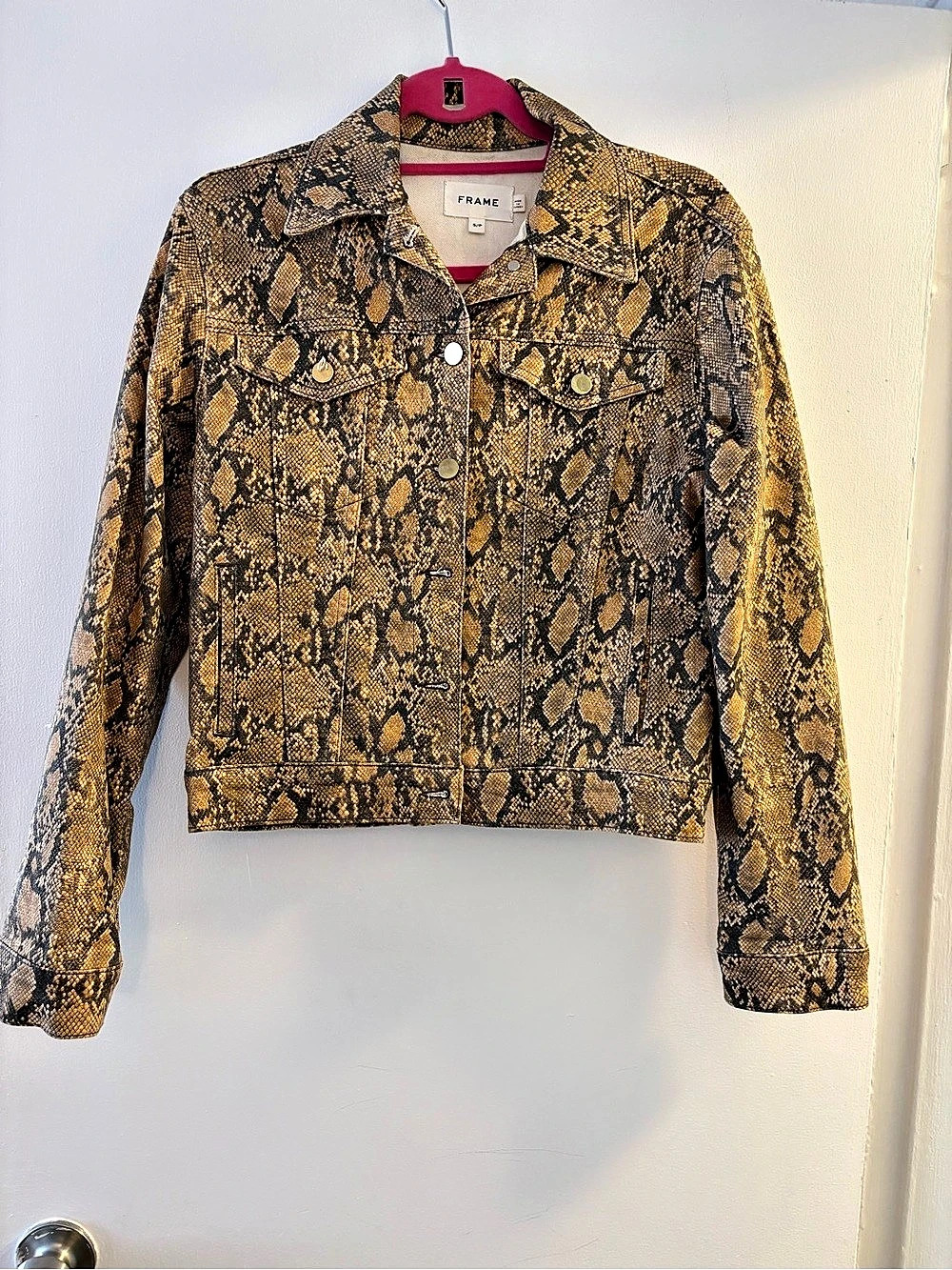 Frame Snake Python Print Denim Jacket - S